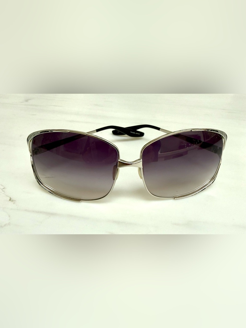 Barton Perreira ERIKA Silver Sunglasses w/ snakeskin accents